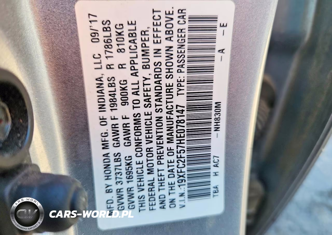 2017 Honda Civic Lx VIN:19XFC2F57HE078147 - 12
