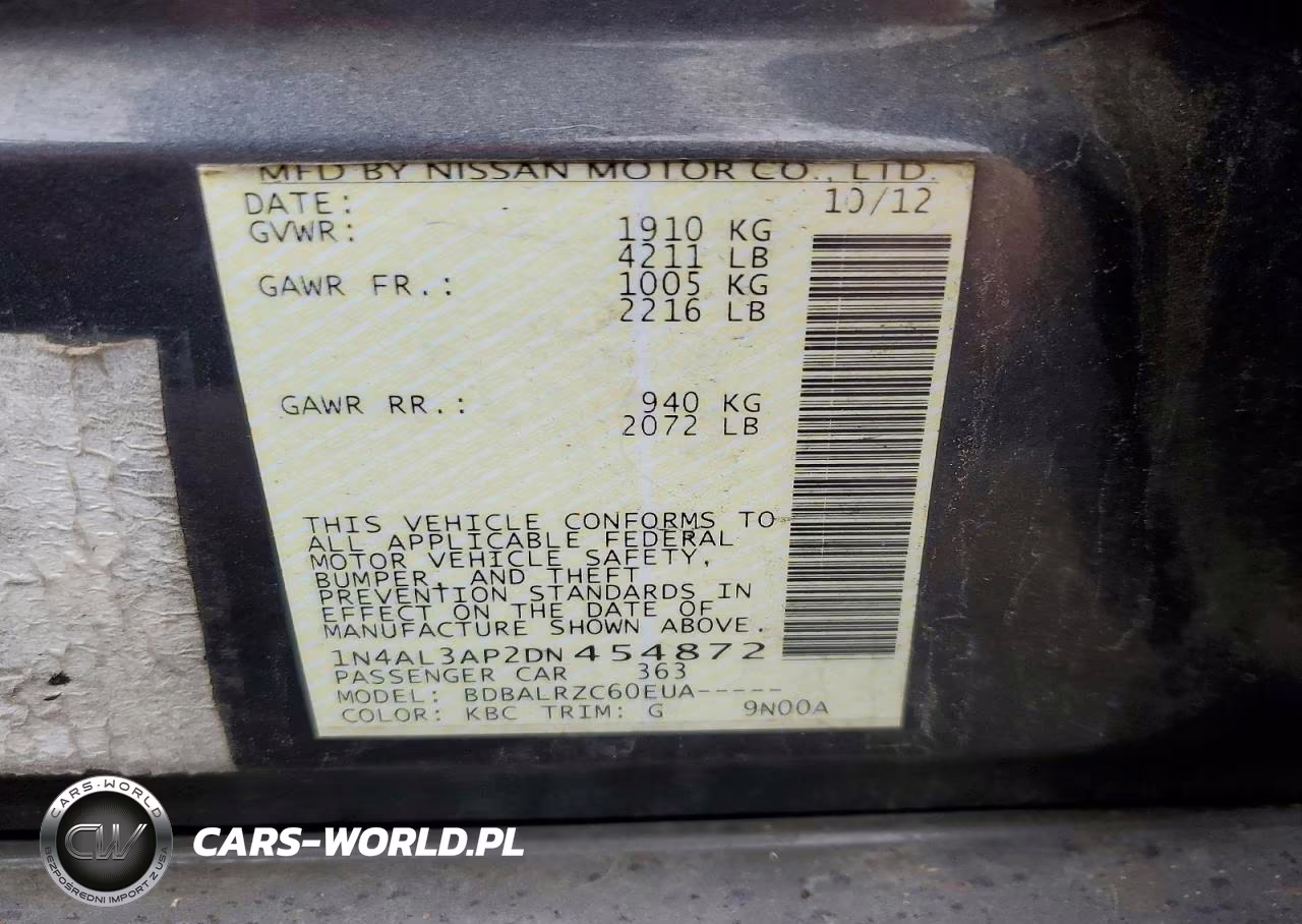 2013 Nissan Altima 2.5 VIN:1N4AL3AP2DN454872 - 12