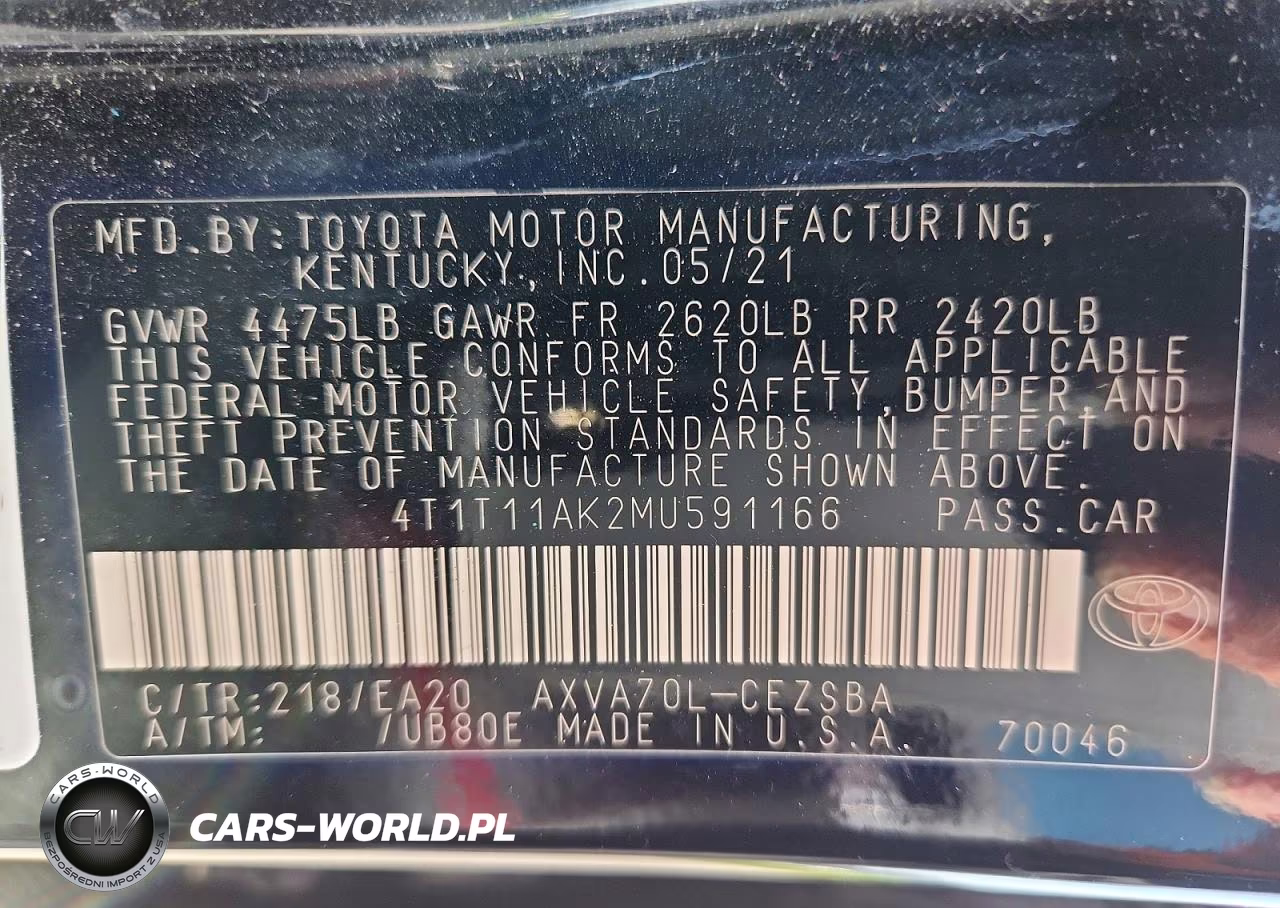 2021 Toyota Camry Se VIN:4T1T11AK2MU591166 - 13