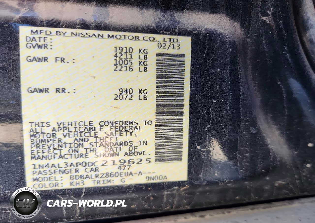 2013 Nissan Altima 2.5 VIN:1N4AL3AP0DC219625 - 12