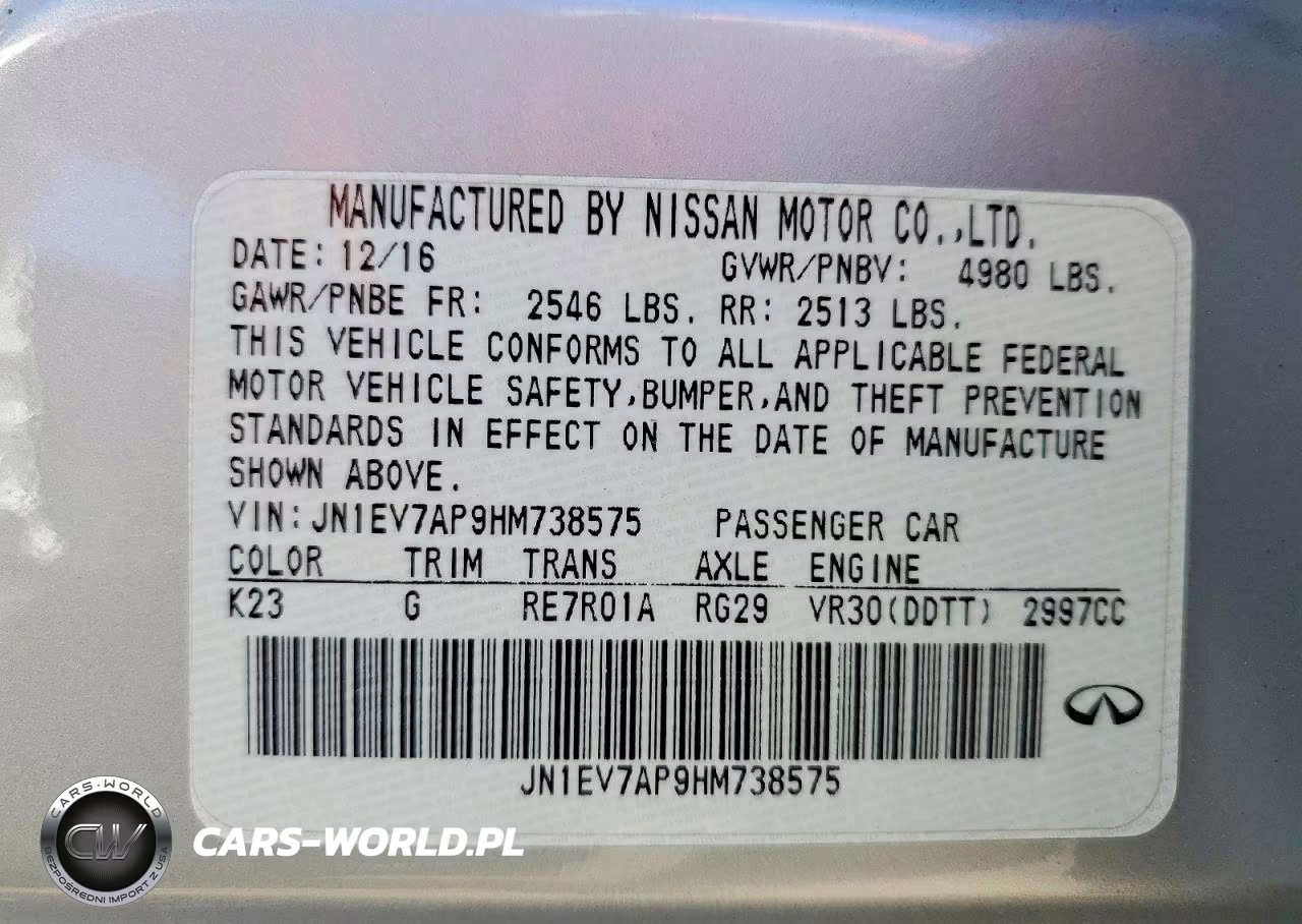 2017 Infiniti Q50 3.0T Premium VIN:JN1EV7AP9HM738575 - 12
