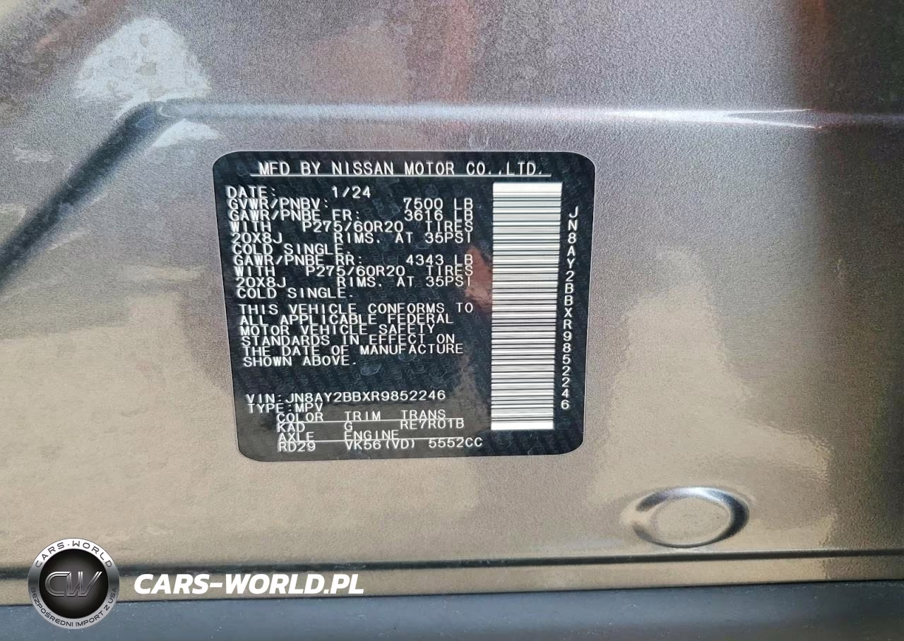2024 Nissan Armada Sl VIN:JN8AY2BBXR9852246 - 13