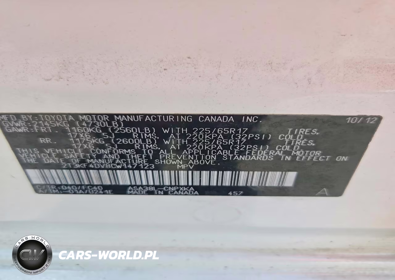 2012 Toyota Rav4 Base VIN:2T3KF4DV8CW147123 - 12