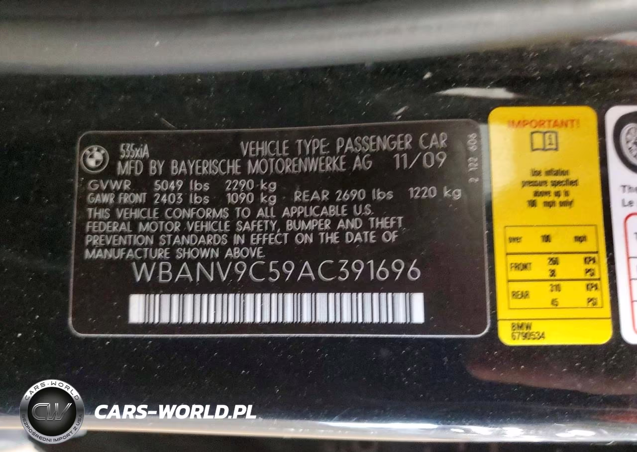 2010 BMW 535I xDrive VIN:WBANV9C59AC391696 - 12