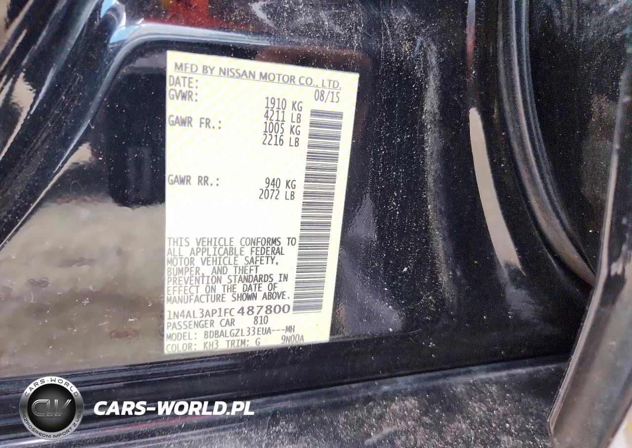 2015 Nissan Altima 2.5 S VIN:1N4AL3AP1FC487800 - 13