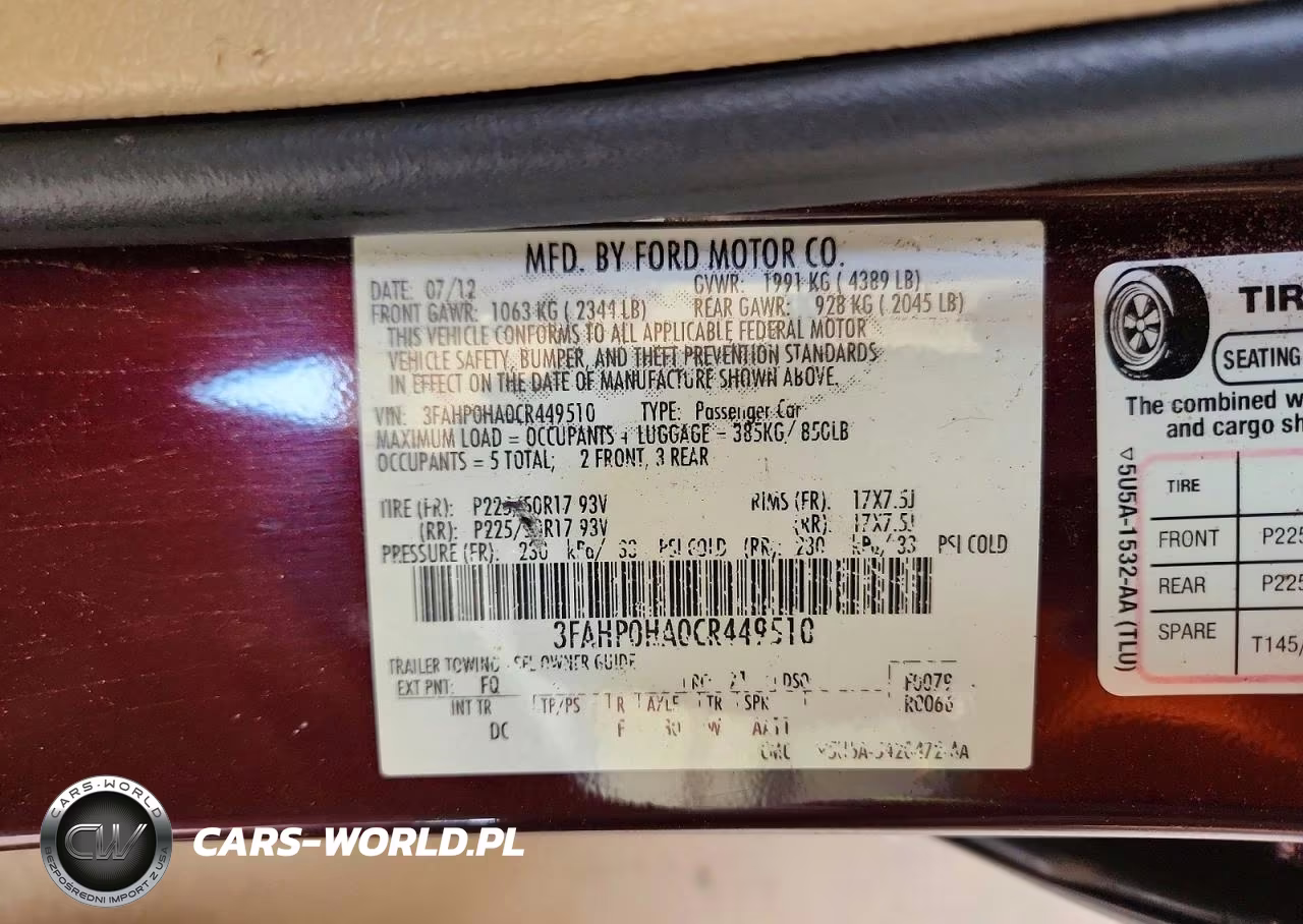 2012 Ford Fusion Se VIN:3FAHP0HA0CR449510 - 12