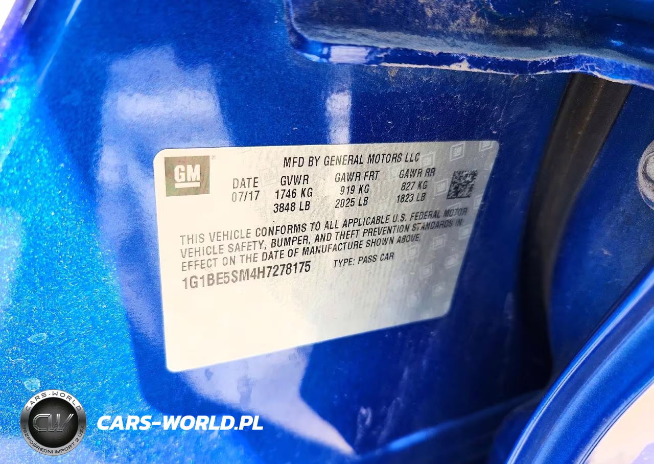2017 Chevrolet Cruze Lt VIN:1G1BE5SM4H7278175 - 12
