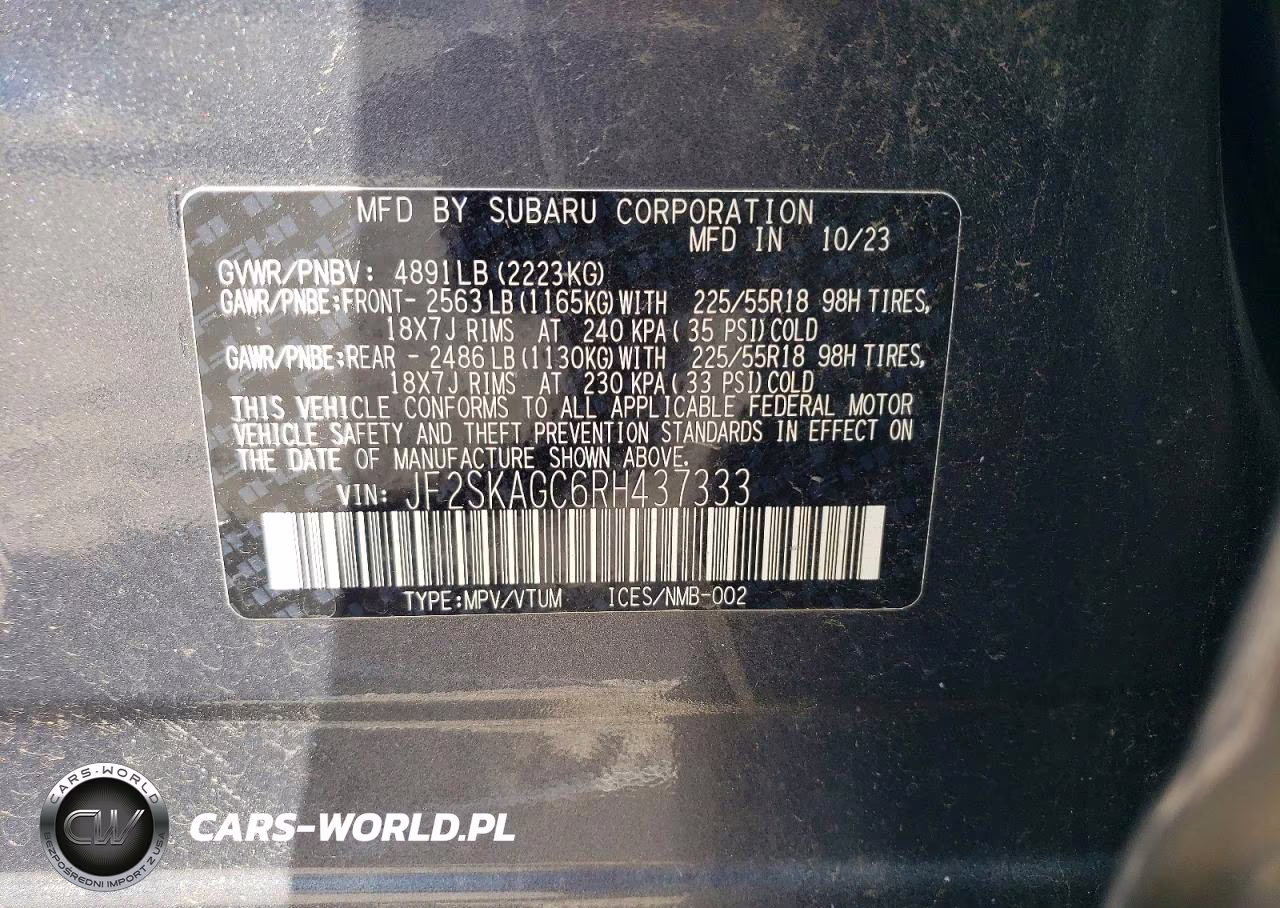 2024 Subaru Forester Sport VIN:JF2SKAGC6RH437333 - 13