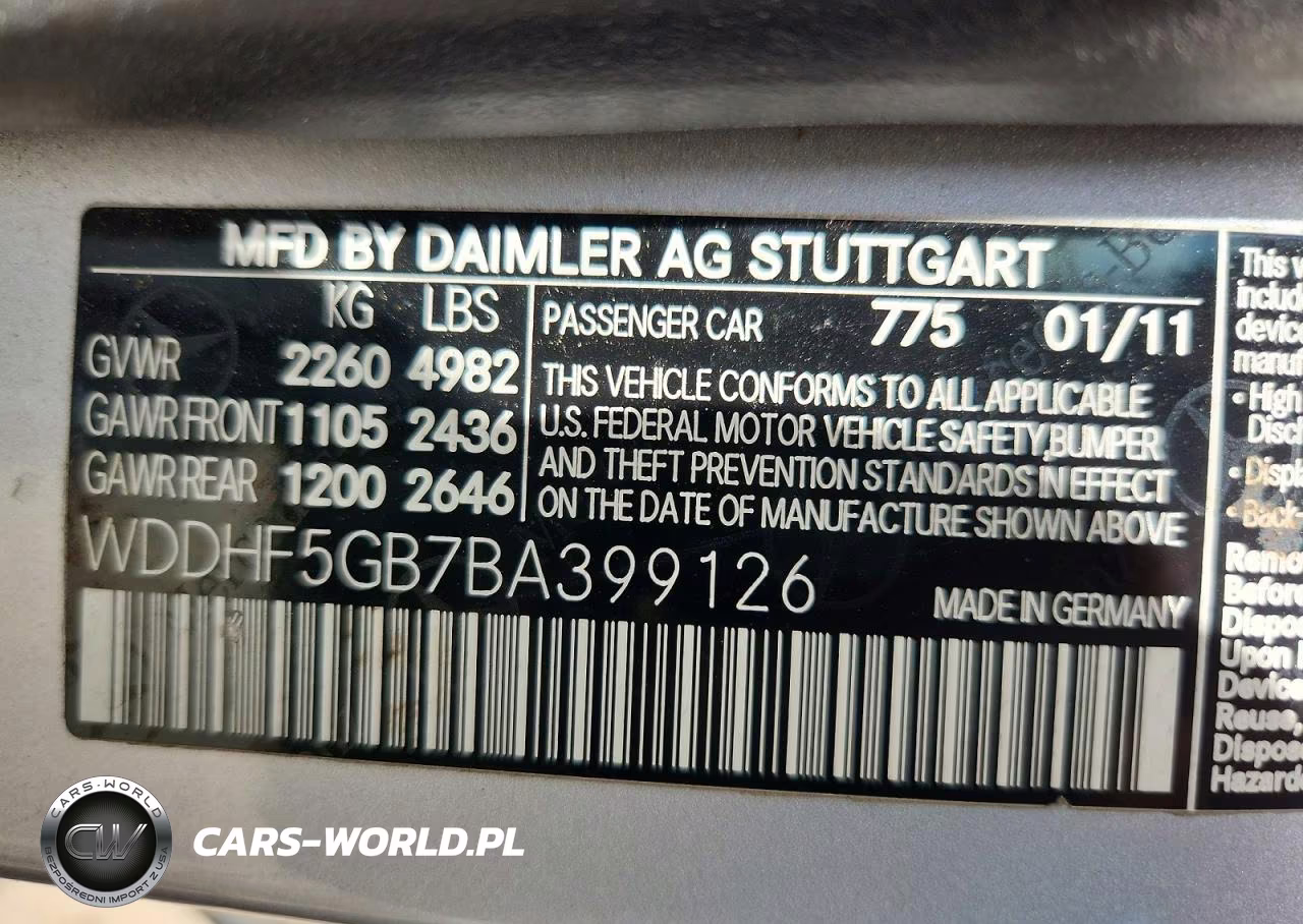 2011 Mercedes-Benz E 350 VIN:WDDHF5GB7BA399126 - 12