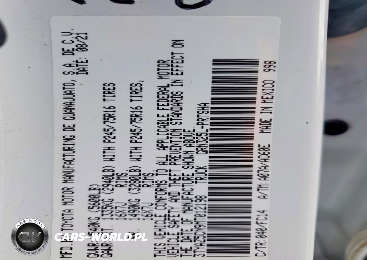 2021 Toyota Tacoma Sr5 V6 VIN:2HGFC2F85MH557189 - 13