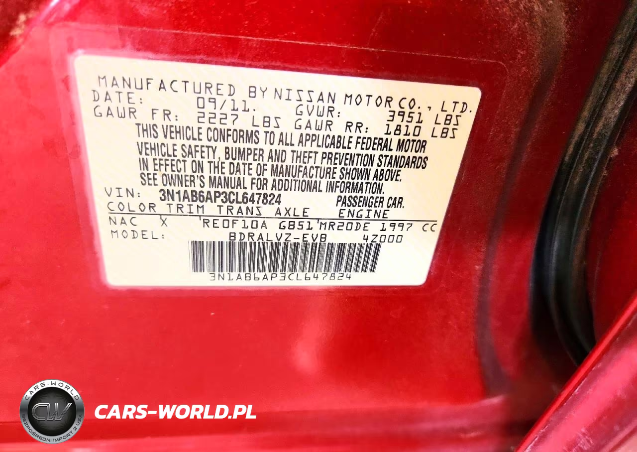 2012 Nissan Sentra 2.0 VIN:3N1AB6AP3CL647824 - 12