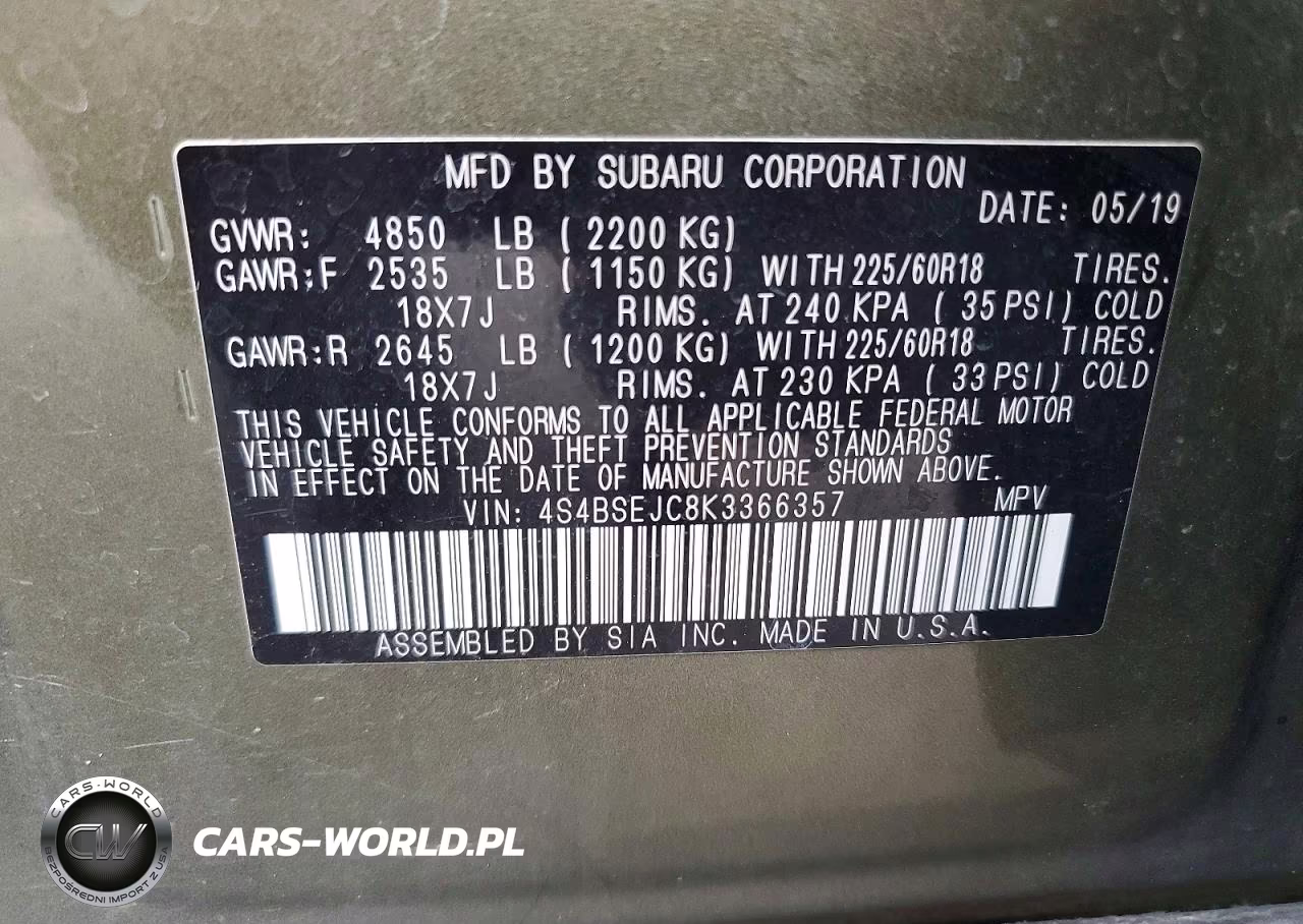 2019 Subaru Outback 3.6R Limited VIN:4S4BSEJC8K3366357 - 13