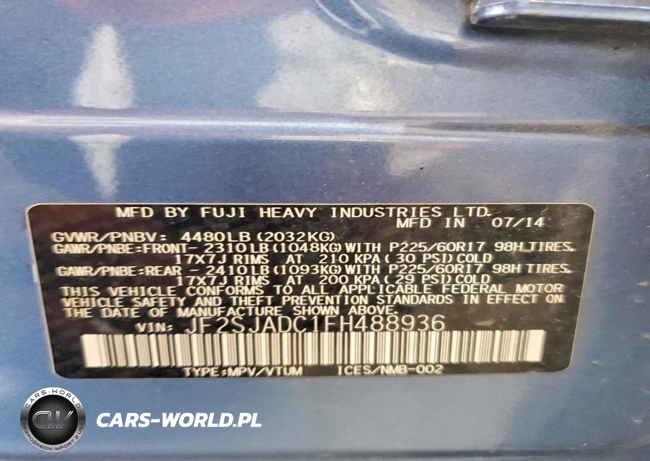 2015 Subaru Forester 2.5I Premium VIN:JF2SJADC1FH488936 - 13