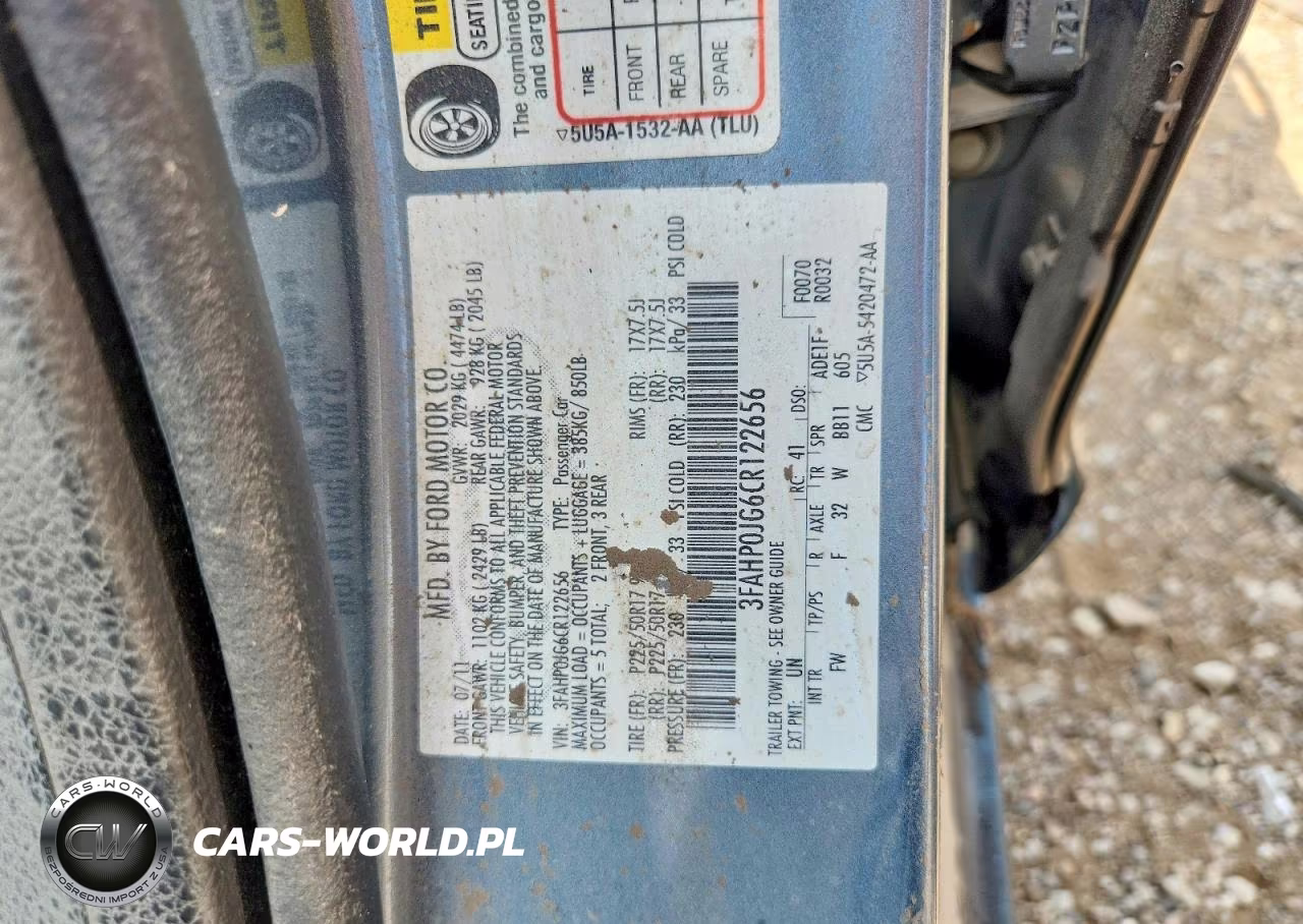 2012 Ford Fusion Sel VIN:3FAHP0JG6CR122656 - 13