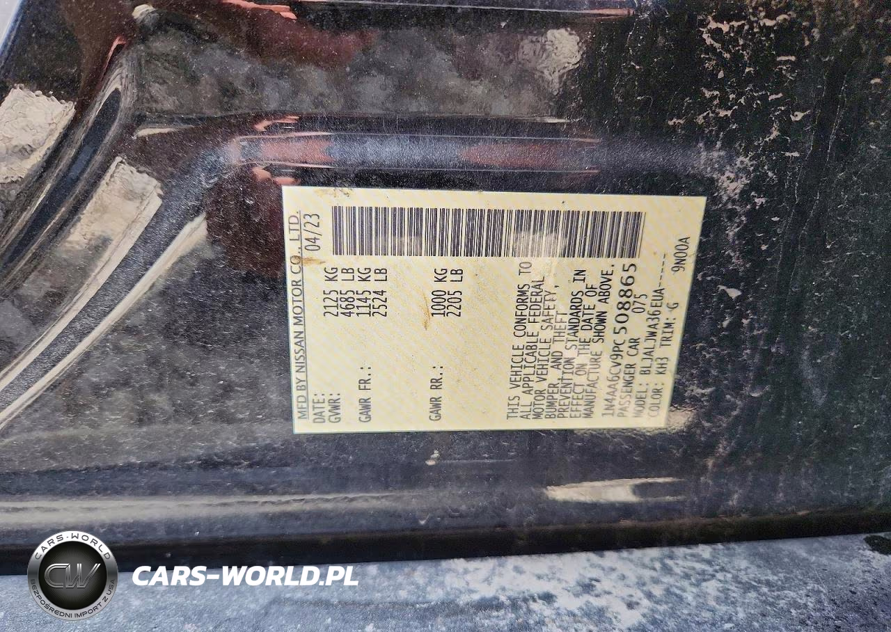 2023 Nissan Maxima Sv VIN:1N4AA6CV9PC508865 - 12