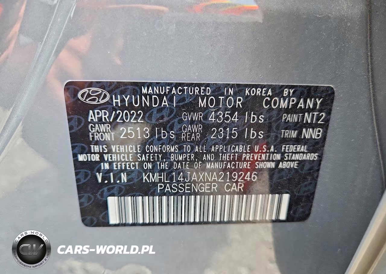 2022 Hyundai Sonata Sel VIN:KMHL14JAXNA219246 - 12