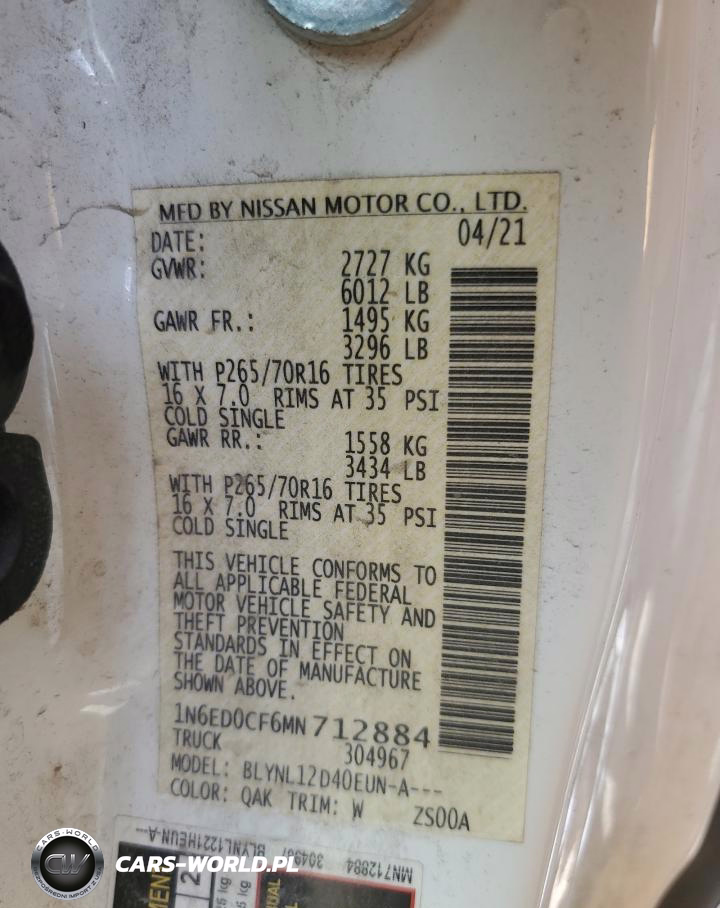 2021 Nissan Frontier S VIN:1N6ED0CF6MN712884 - 12