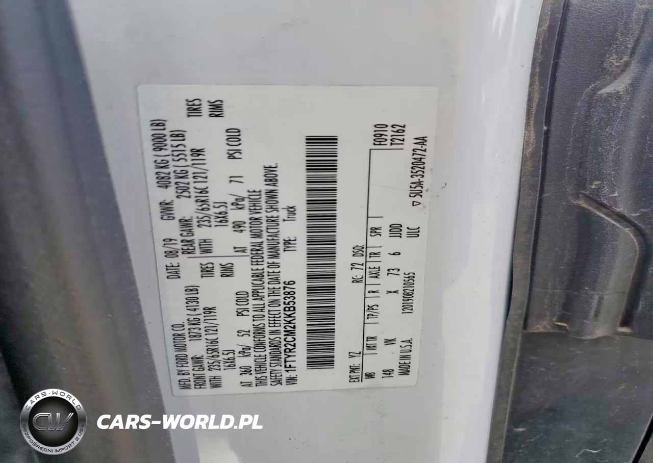 2019 Ford Transit T-250 VIN:1FTYR2CM2KKB53876 - 12