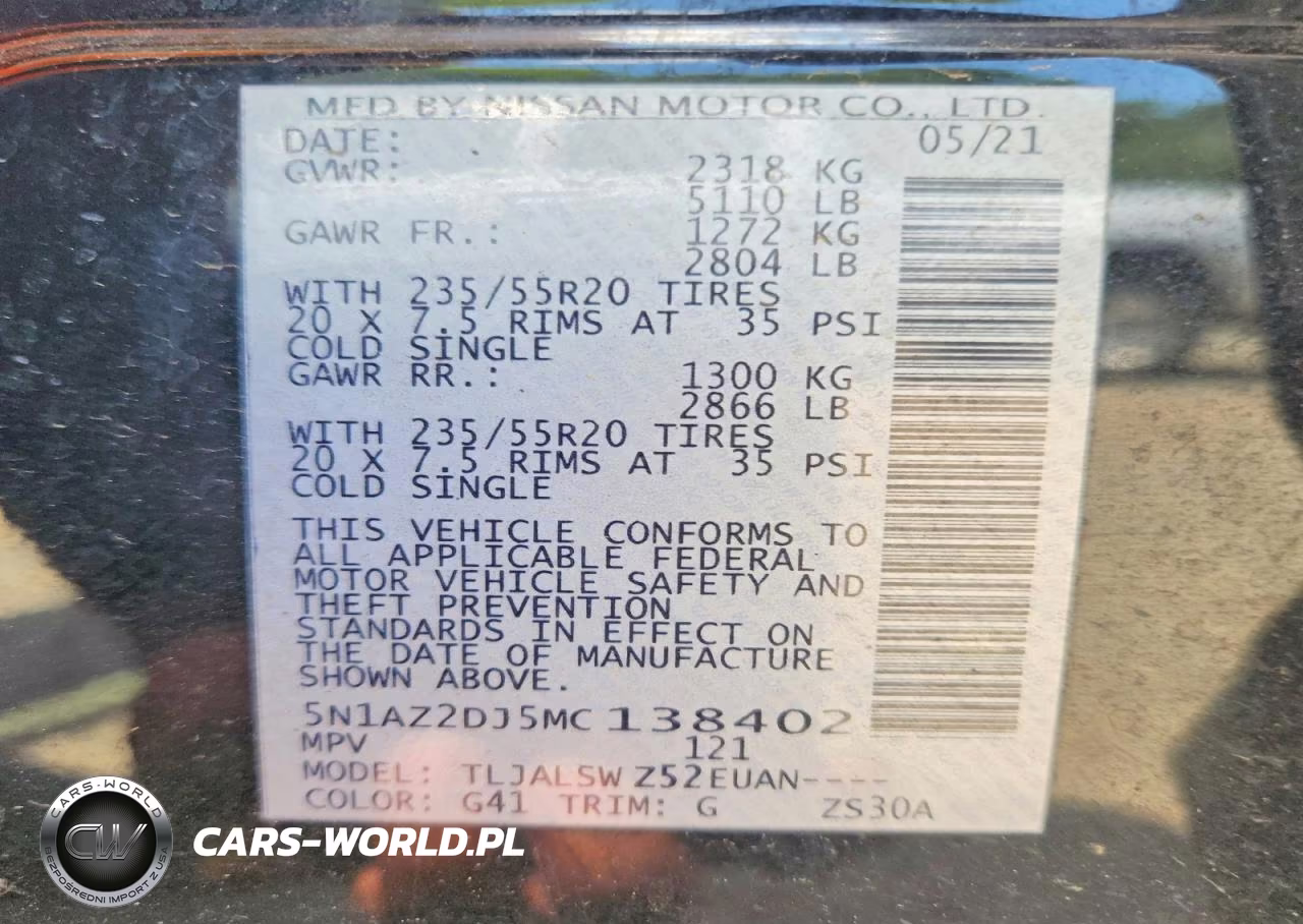 2021 Nissan Murano Platinum VIN:5N1AZ2DJ5MC138402 - 13