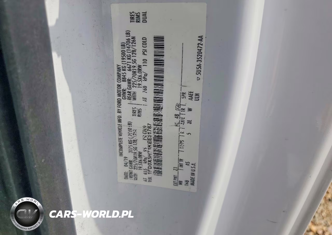 2019 Ford F550 Super Duty VIN:1FD0X5HT1KEE81787 - 12