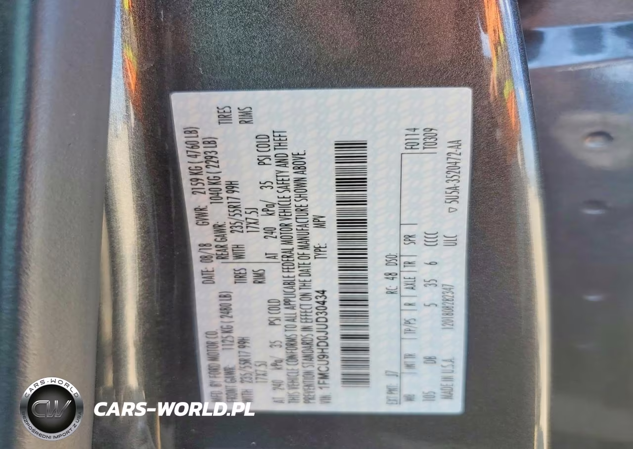 2018 Ford Escape Sel VIN:1FMCU9HD0JUD30434 - 13