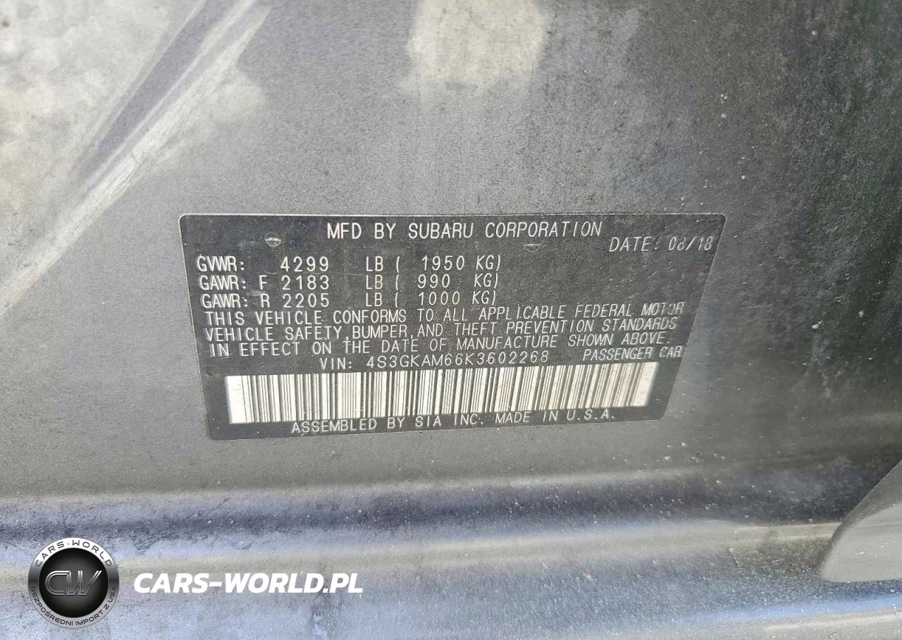2019 Subaru Impreza Sport VIN:4S3GKAM66K3602268 - 12