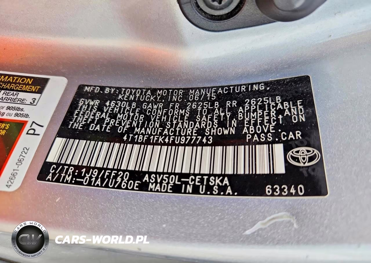 2015 Toyota Camry Se VIN:4T1BF1FK4FU977743 - 13