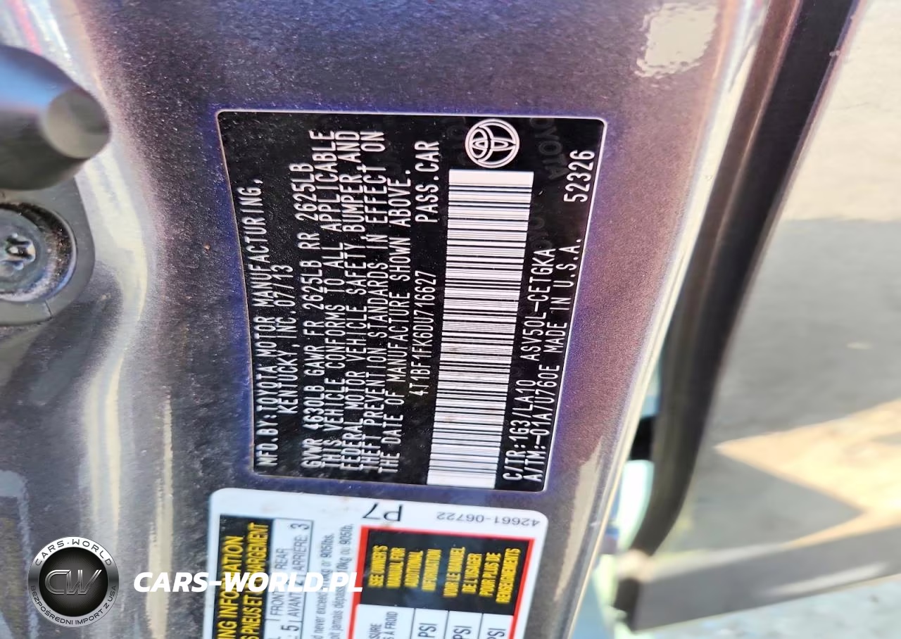 2013 Toyota Camry Xle VIN:4T1BF1FK6DU716627 - 12