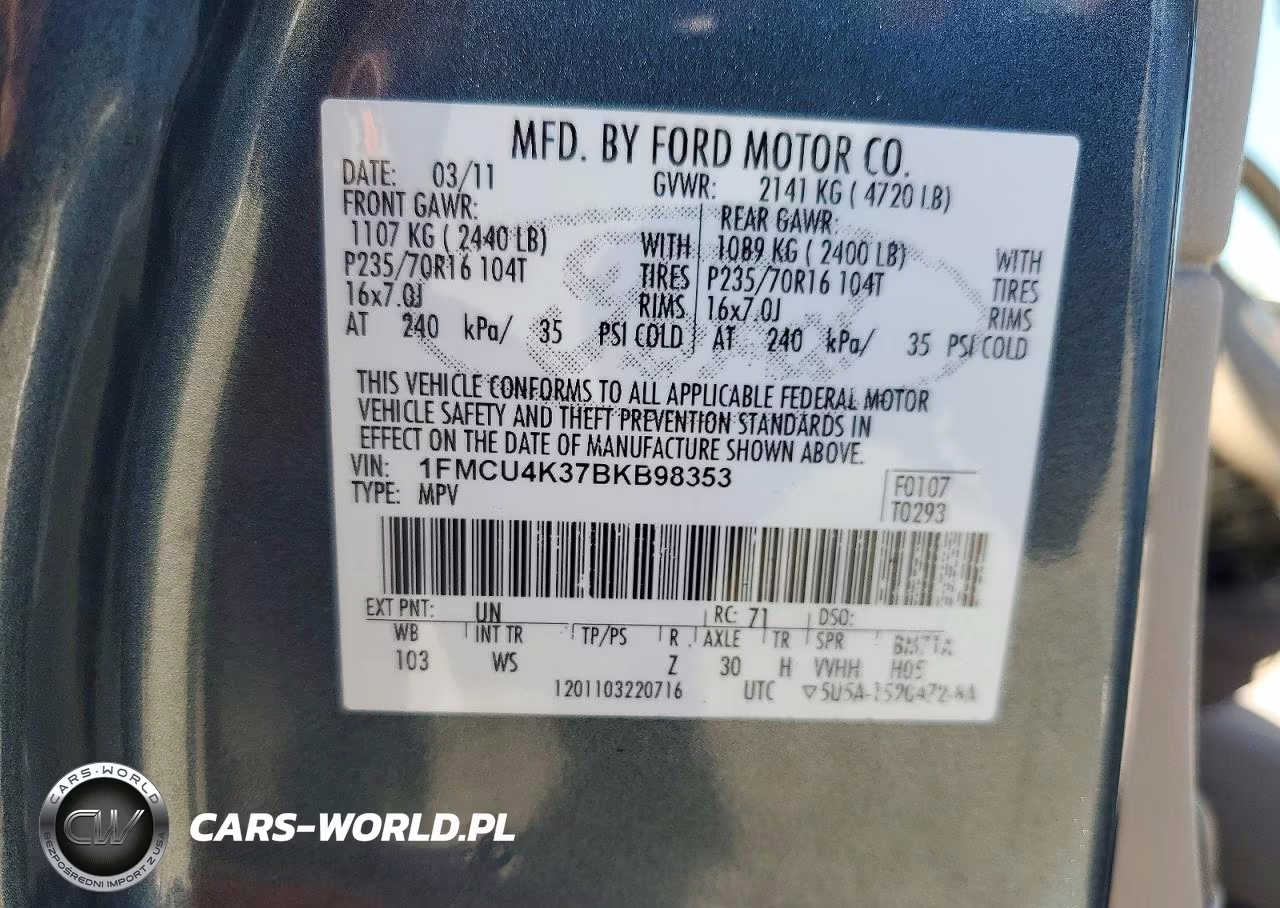 2011 Ford Escape Hybrid VIN:1FMCU4K37BKB98353 - 13