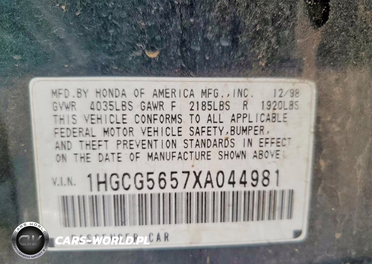 1999 Honda Accord Ex VIN:1HGCG5657XA044981 - 12