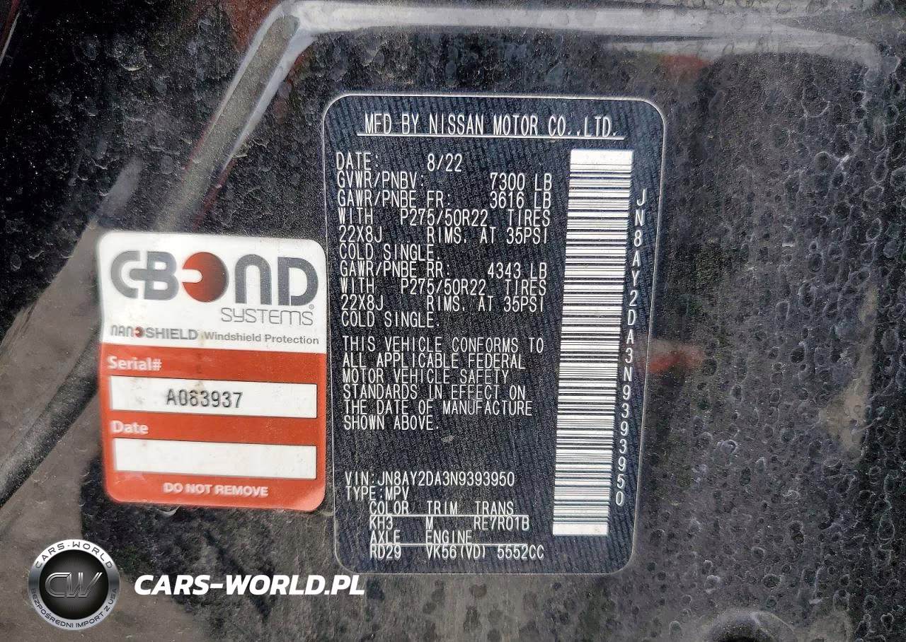 2022 Nissan Armada Platinum VIN:JN8AY2DA3N9393950 - 13