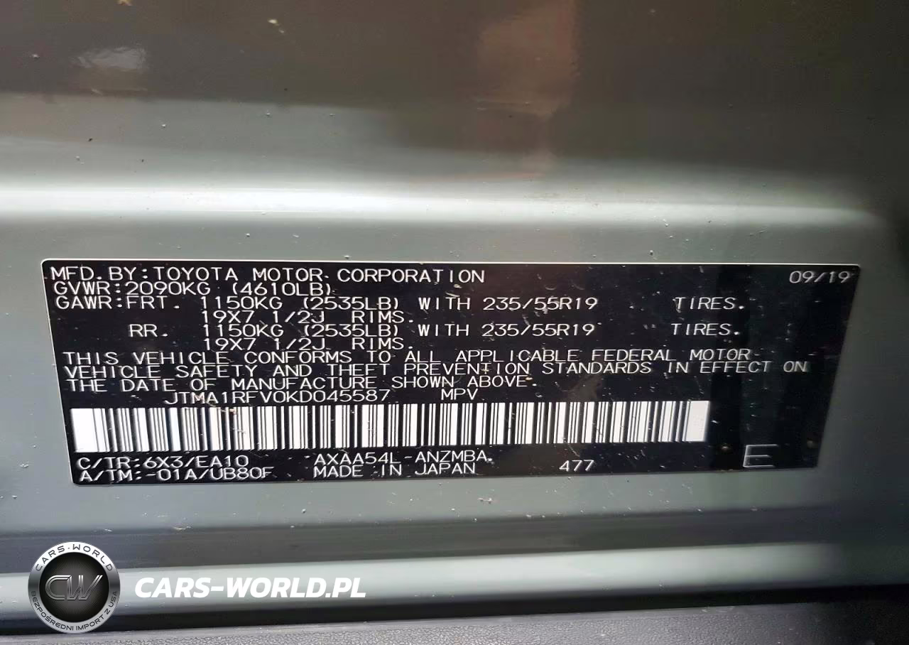 2019 Toyota Rav4 Xle Premium VIN:JTMA1RFV0KD045587 - 13