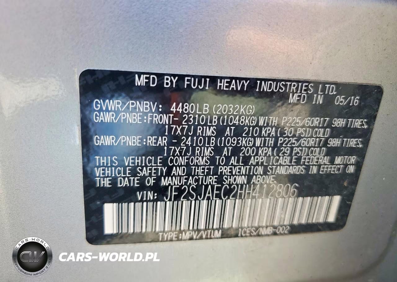 2017 Subaru Forester 2.5I Premium VIN:JF2SJAEC2HH412806 - 13