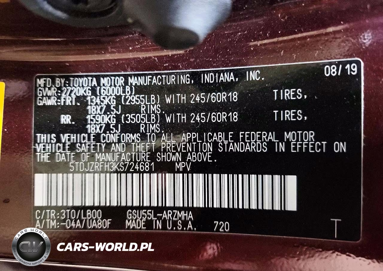 2019 Toyota Highlander Xle VIN:5TDJZRFH3KS724681 - 13