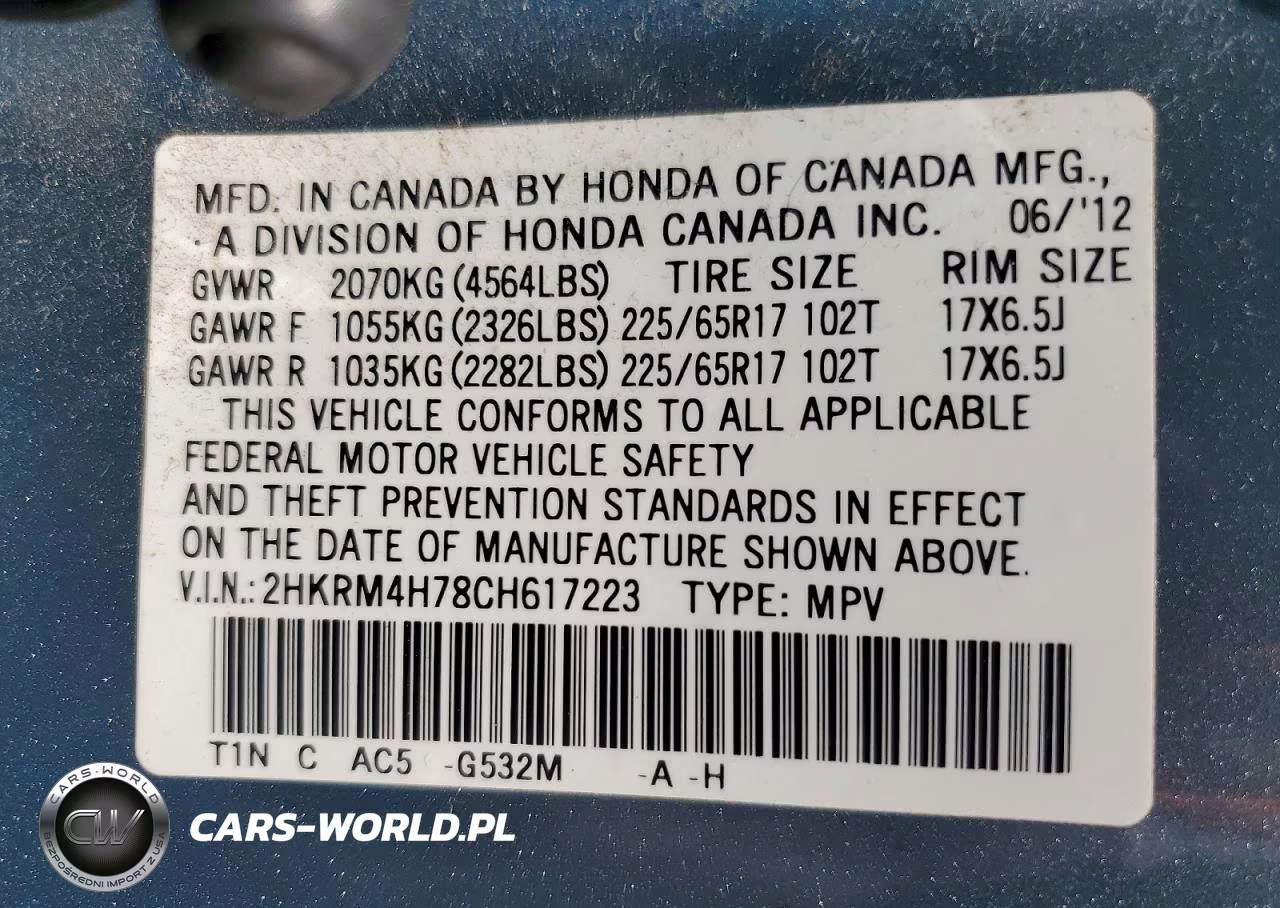 2012 Honda Cr-V Exl VIN:2HKRM4H78CH617223 - 13