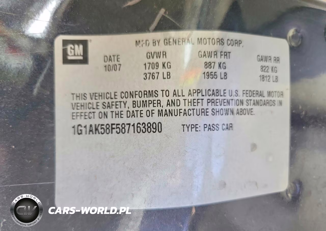 2008 Chevrolet Cobalt VIN:1G1AK58F587163890 - 12