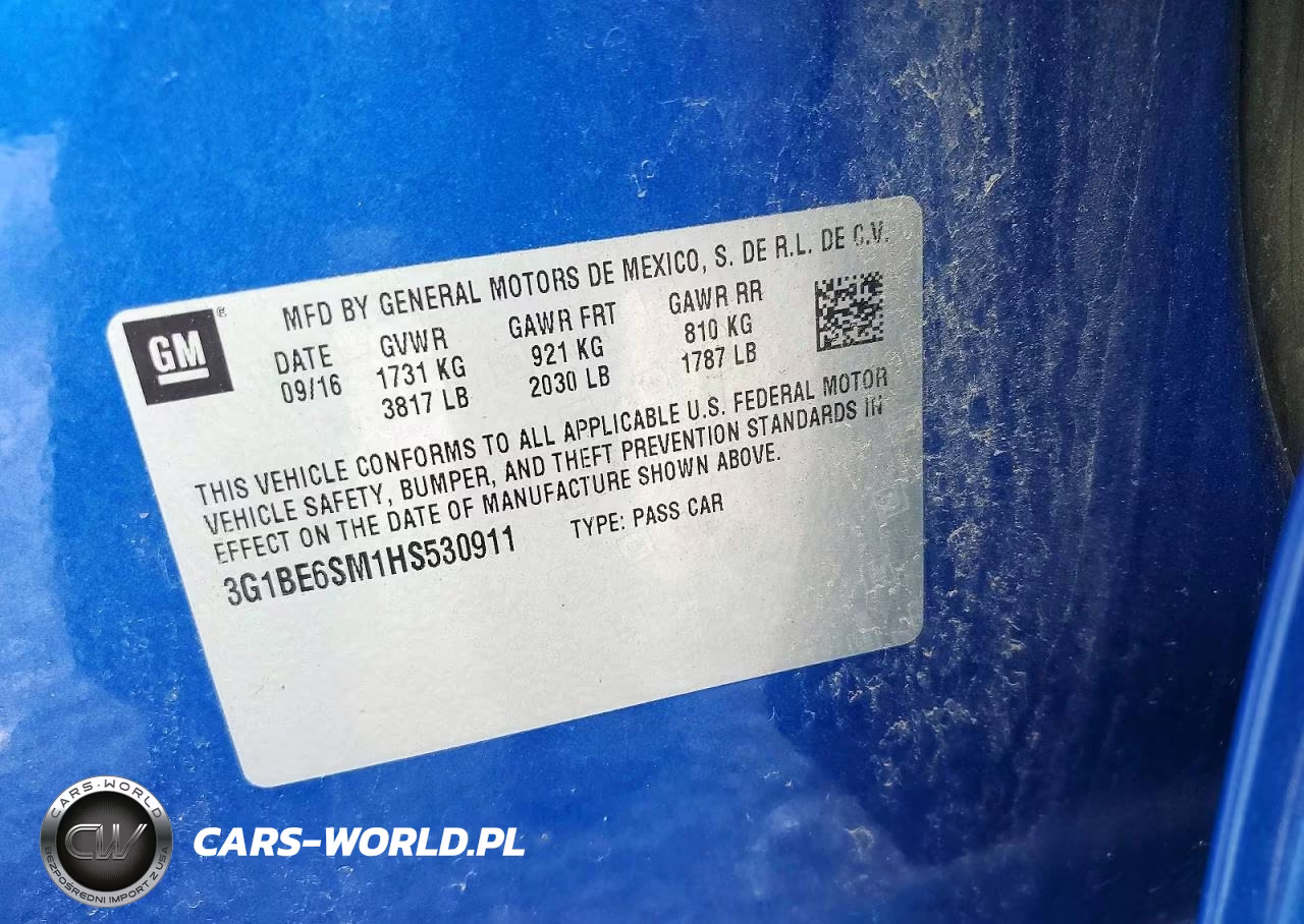 2017 Chevrolet Cruze Lt VIN:3G1BE6SM1HS530911 - 12