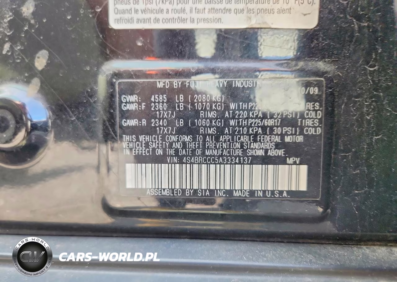 2010 Subaru Outback 2.5I Premium VIN:4S4BRCCC5A3334137 - 12