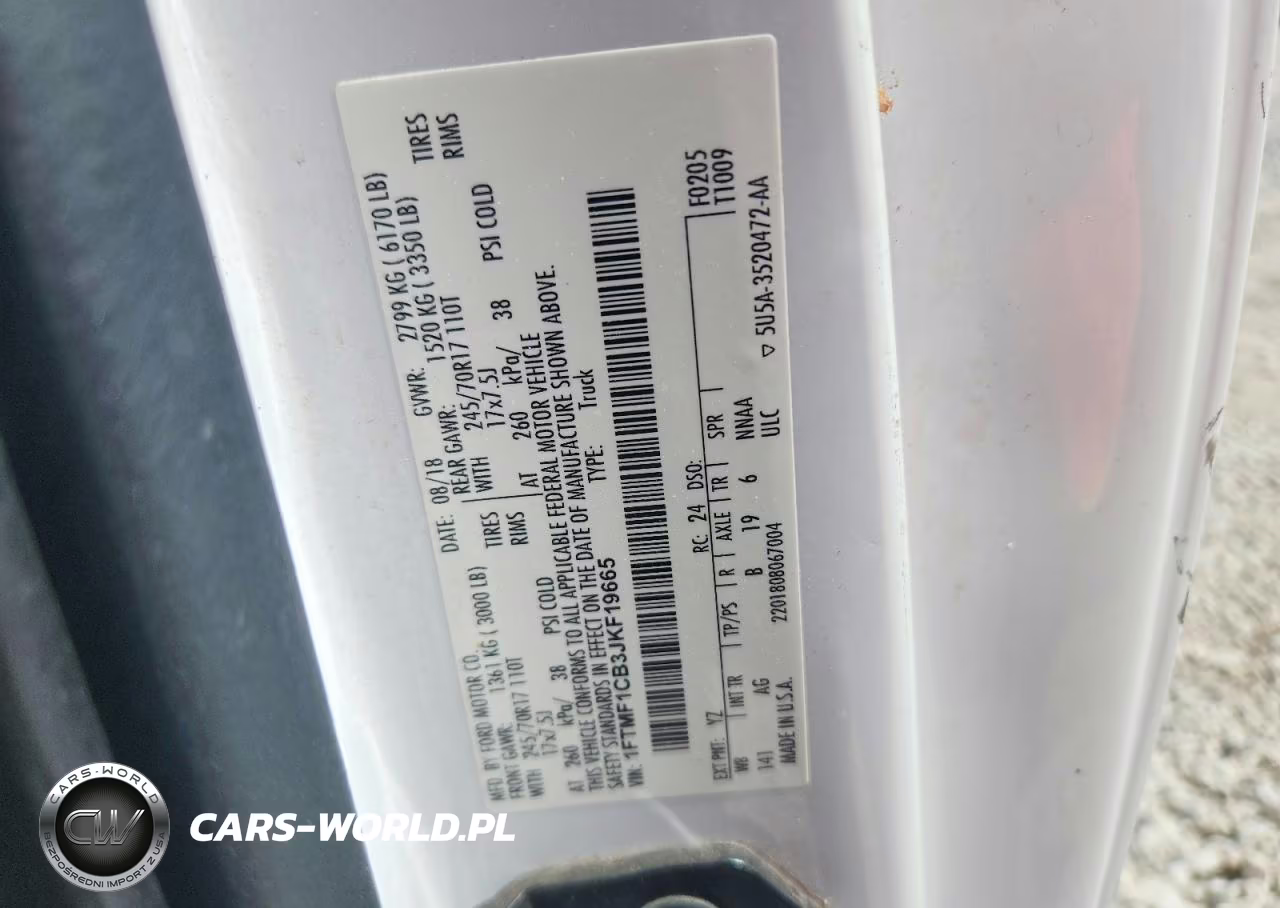 2018 Ford F150 VIN:1FTMF1CB3JKF19665 - 12