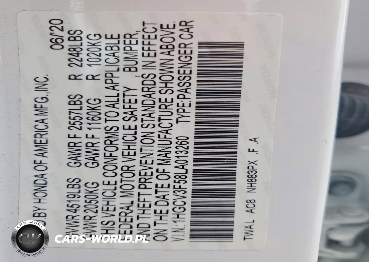 2020 Honda Accord Hybrid Exl VIN:1HGCV3F58LA013260 - 12