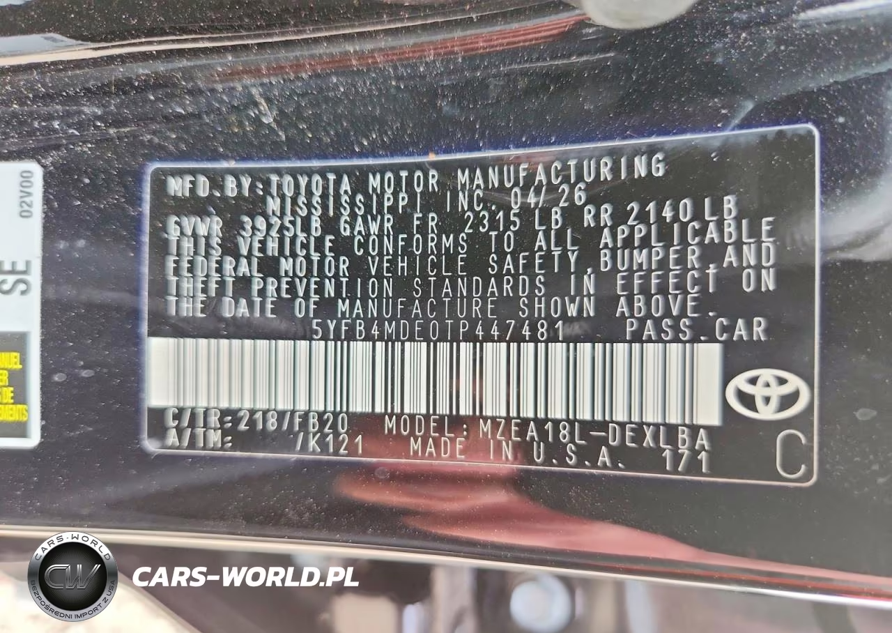 2026 Toyota Corolla Le VIN:5YFB4MDE0TP447481 - 12