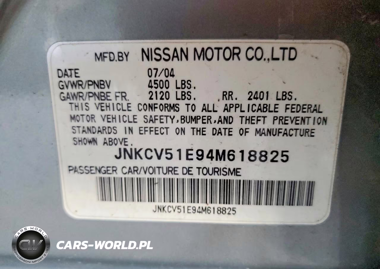 2004 Infiniti G35 Base VIN:JNKCV51E94M618825 - 12