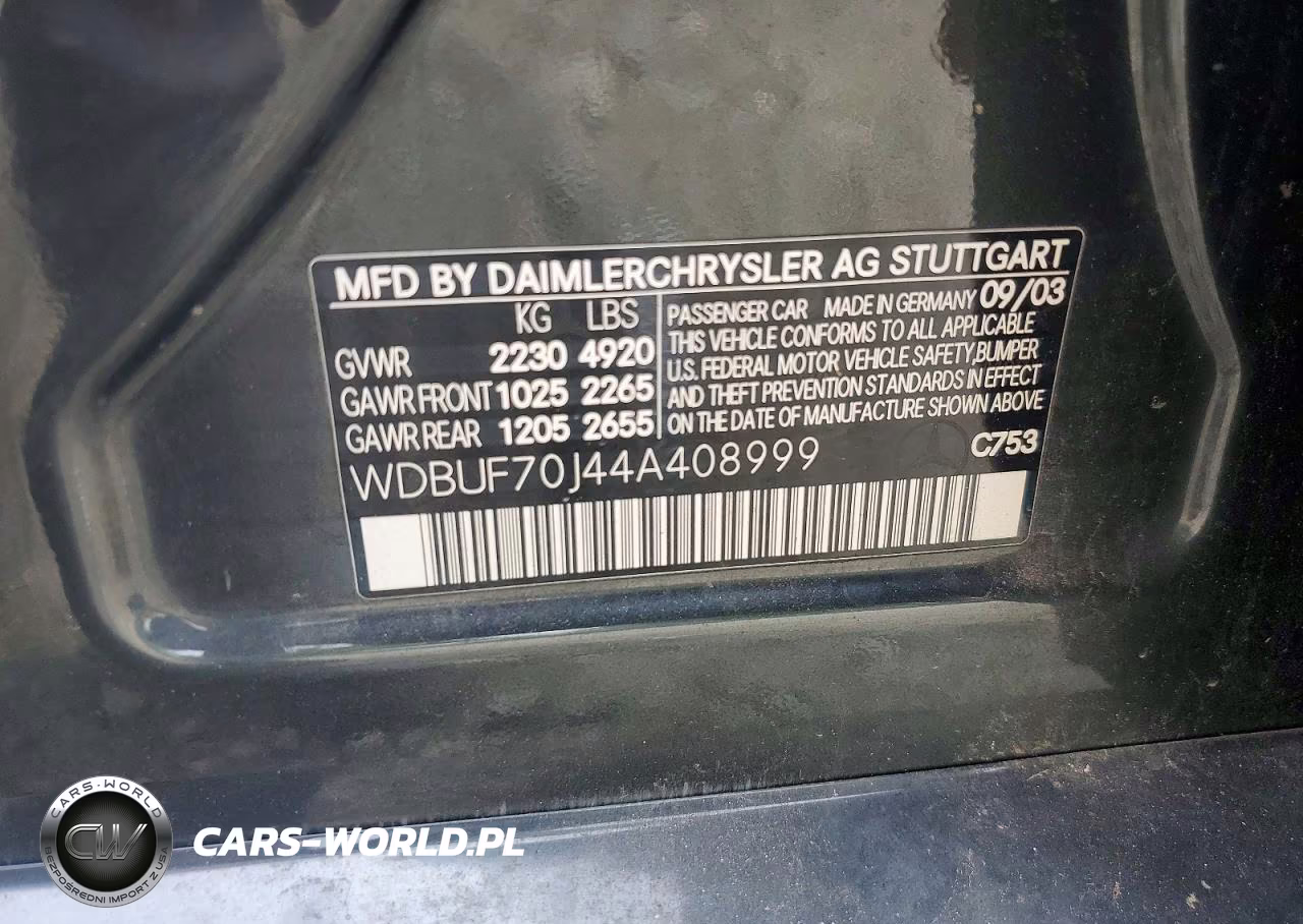 2004 Mercedes-Benz E 500 VIN:WDBUF70J44A408999 - 12
