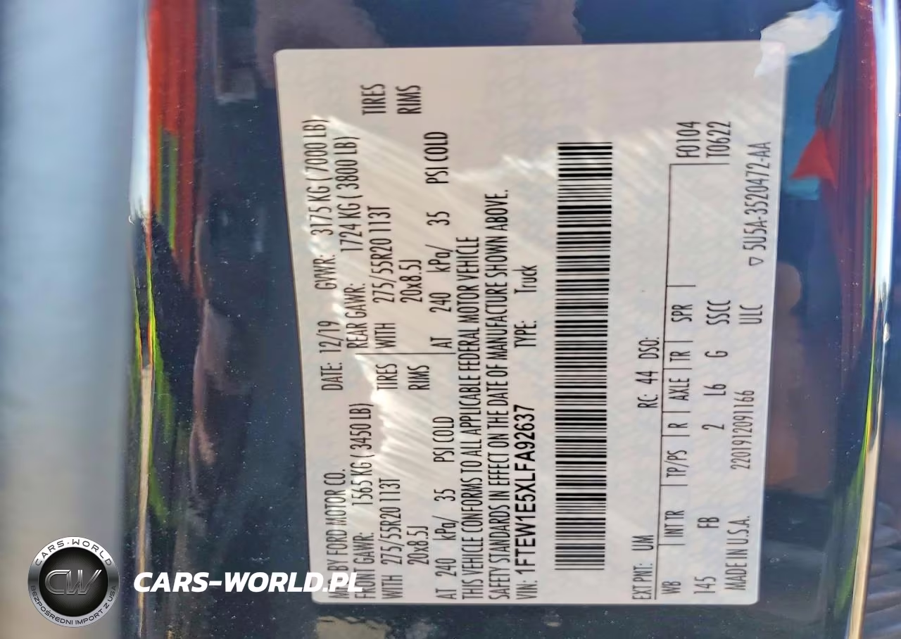 2020 Ford F150 Supercrew VIN:1FTEW1E5XLFA92637 - 12