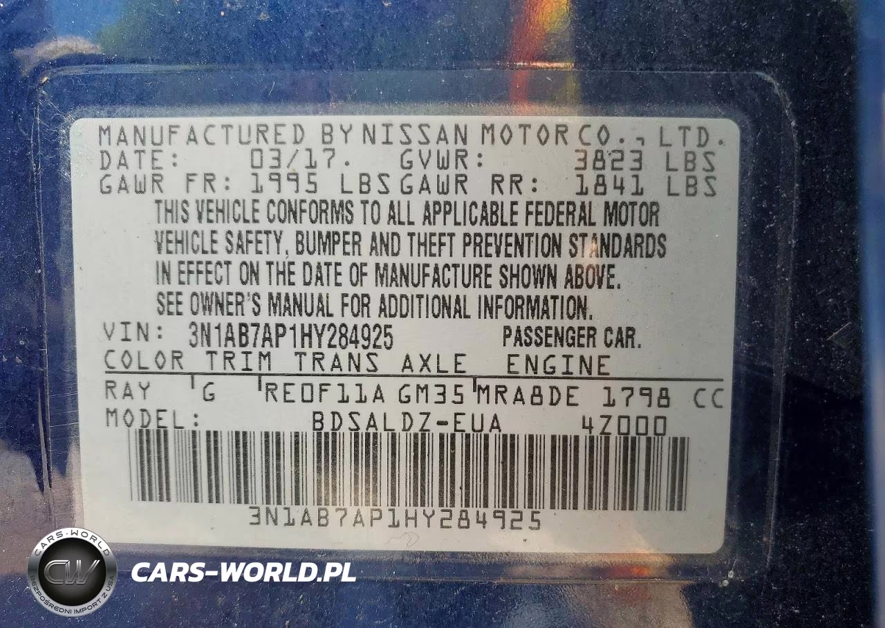 2017 Nissan Sentra Sv VIN:3N1AB7AP1HY284925 - 12