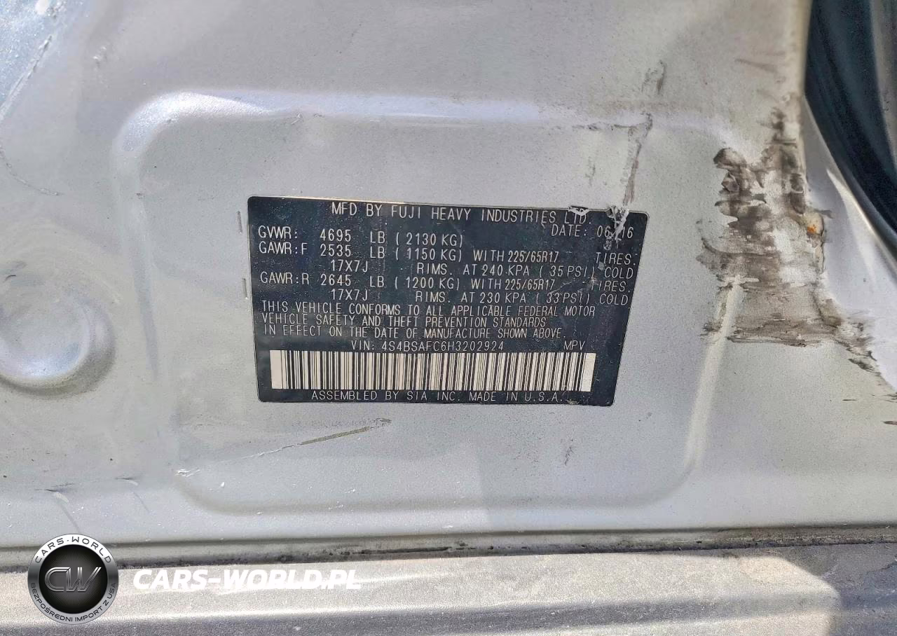 2017 Subaru Outback 2.5I Premium VIN:4S4BSAFC6H3202924 - 12