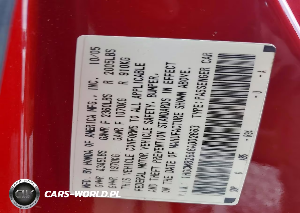 2006 Honda Accord Ex VIN:1HGCM82646A002663 - 12