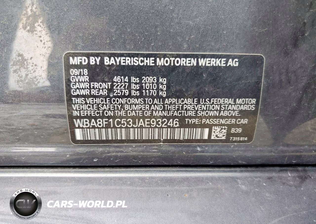 2018 BMW 328 D xDrive VIN:WBA8F1C53JAE93246 - 12