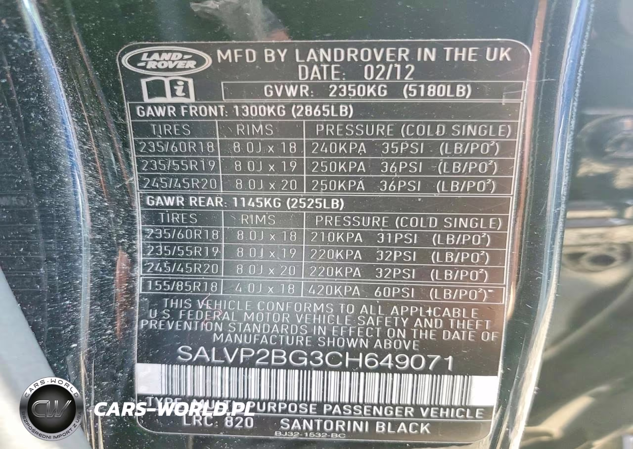 2012 Land Rover Range Rover Evoque Pure Plus VIN:SALVP2BG3CH649071 - 12