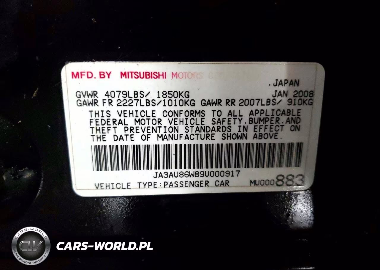 2009 Mitsubishi Lancer Gts VIN:JA3AU86W89U000917 - 12